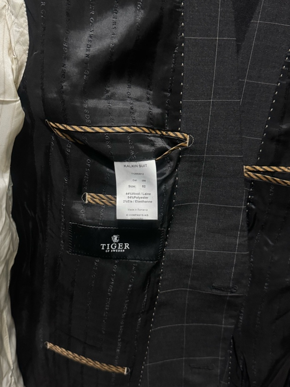 Tiger of Sweden Charcoal I Men’s I Suit Jacket I Windowpane I Size 42 US/52 EU - Picture 4 of 7